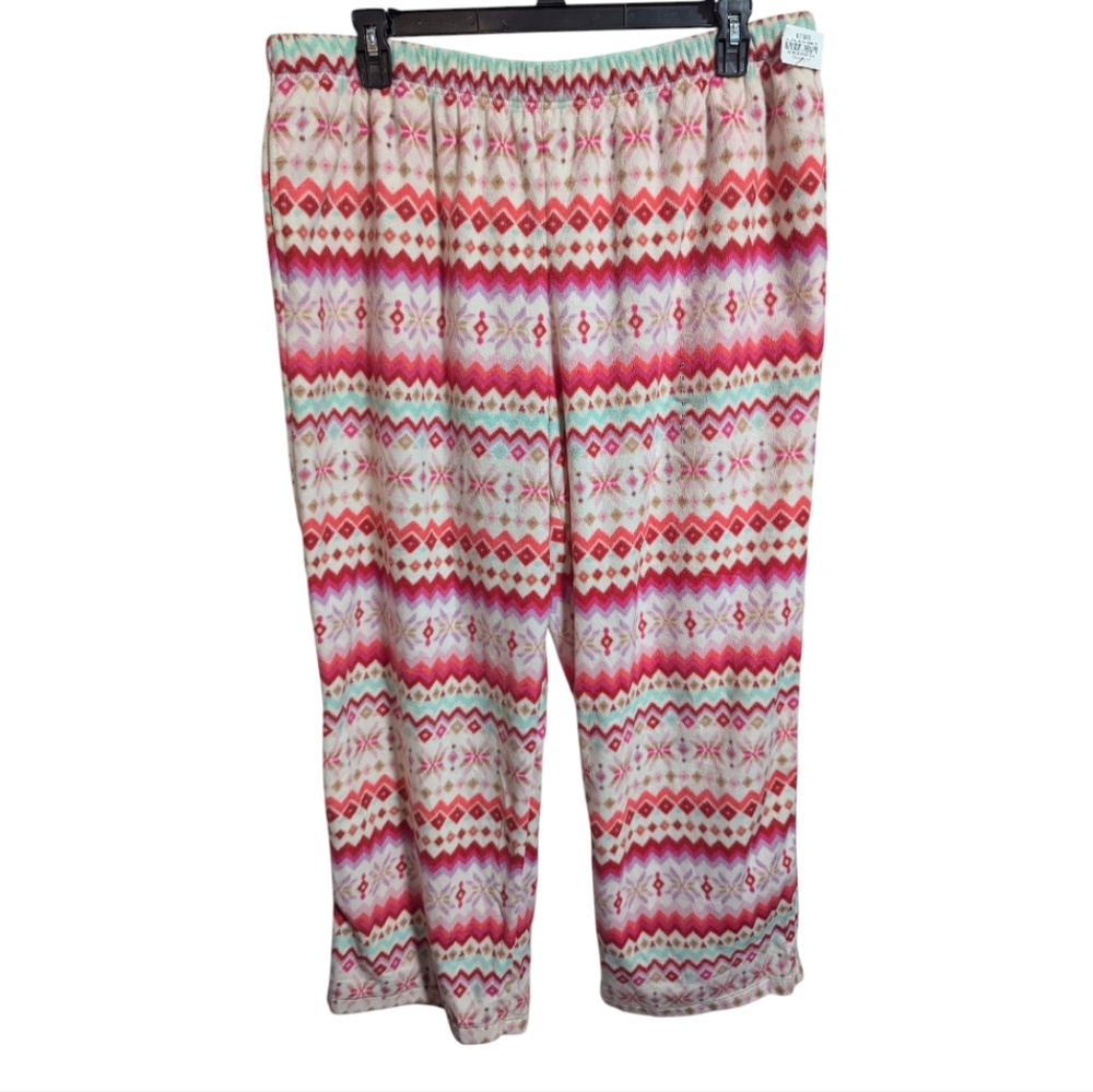 Sleep Chic Women's Pajama Pants 1X Soft Waist Stretchy Pink W-425